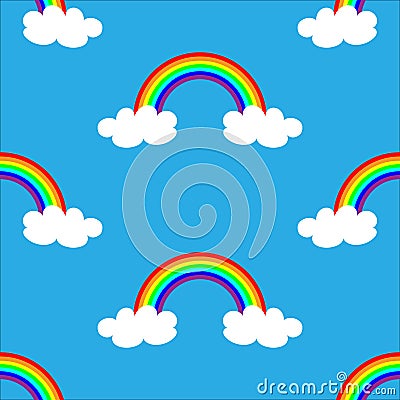 Flat design, cartoon rainbow seamless pattern background Stock Photo