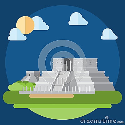 Flat design of Chichen Itza Vector Illustration