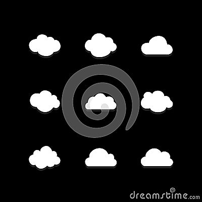 Flat design cloudscapes collection. Flat shadows. Vector illustration Vector Illustration