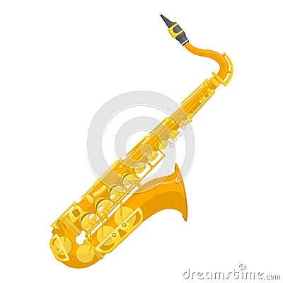 Flat design colored copper brass alto saxophone illustration Vector Illustration