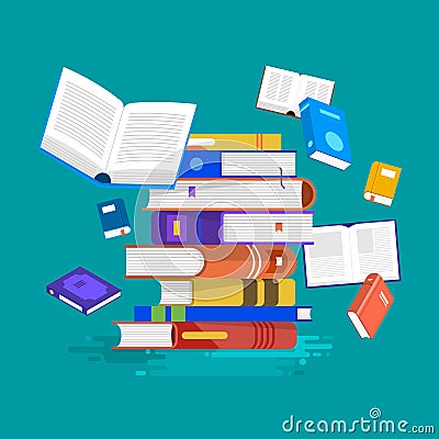 Flat design concept books. Education and learning with a books. Stock Photo