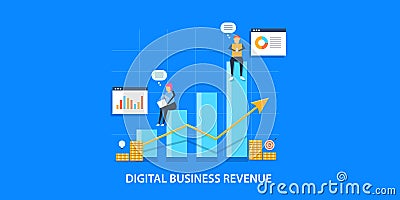 Flat design concept of digital business revenue, online marketing growth. Vector Illustration