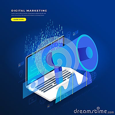 Flat design concept digital marketing advertising online platform analysis with graph , chart and infographic. Vector Vector Illustration