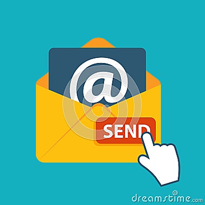 Flat Design Concept Email Send Icon Vector Vector Illustration