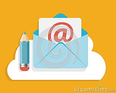 Flat Design Concept Email Write Icon Vector Vector Illustration