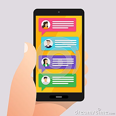 Flat design concept message and chat. Present by icon text message. Vector illustrate Vector Illustration