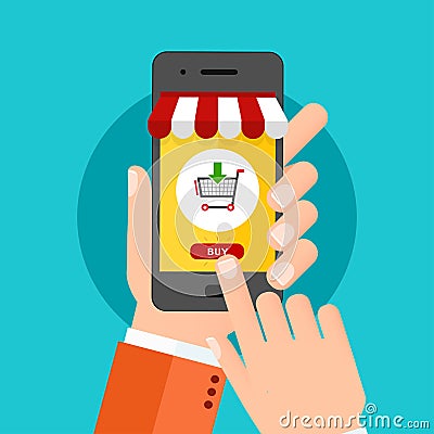 Flat design concept for mobile marketing and online shopping Vector Illustration