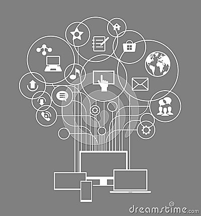 Flat design concept network communication Cartoon Illustration