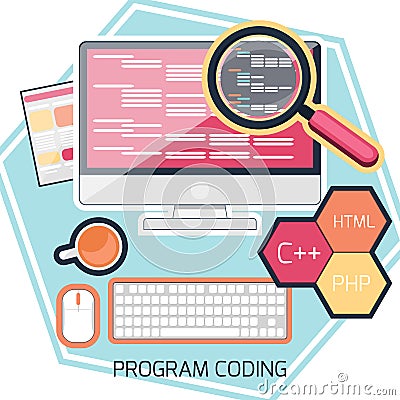 Flat design concept of program coding Vector Illustration