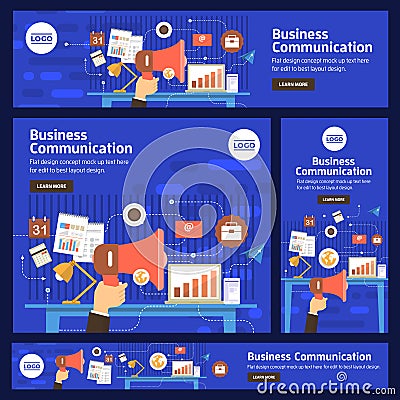 Flat design concept promote business digital marketing topic about communication. Vector illustration. Vector Illustration
