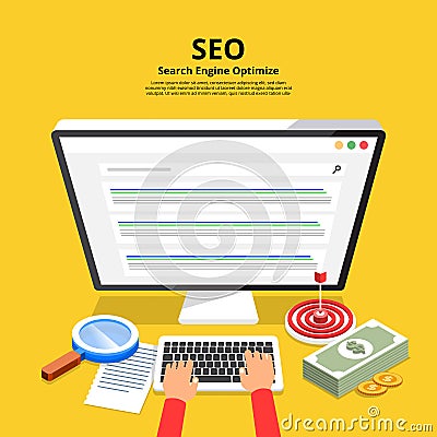 Flat design concept SEO (search engine optimize). Vector illustrate. Vector Illustration