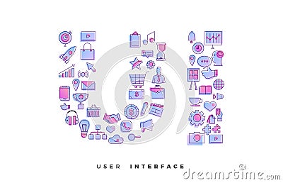 Icons combination to UX / UI Vector Illustration