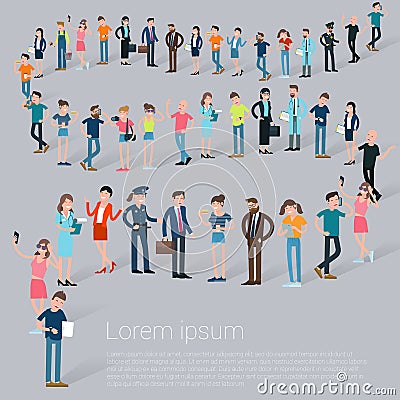 Flat design c people waiting in line Vector Illustration