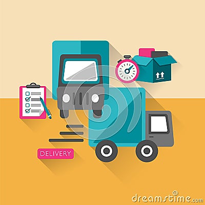 Flat design delivery concept icons set Vector Illustration