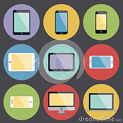 Flat Design Device Icons Vector Illustration