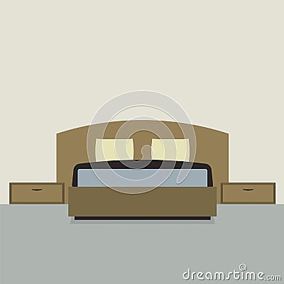 Flat Design Double Bedroom Vector Illustration