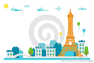 Flat design Eiffel tower Paris Cartoon Illustration