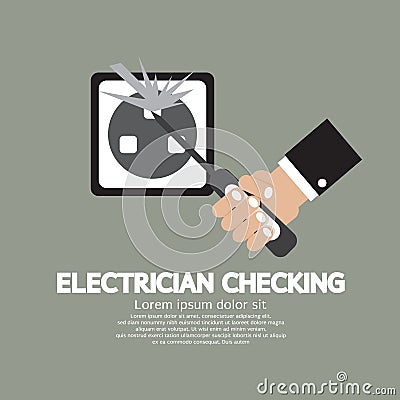 Flat Design Electrician Checking Vector Illustration