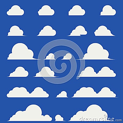 Flat design of elegant cumulus clouds Vector Illustration