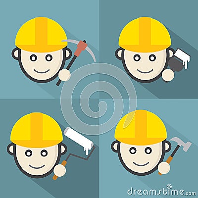 Flat Design Engineer Icon With Long Shadow Effect Vector Illustration