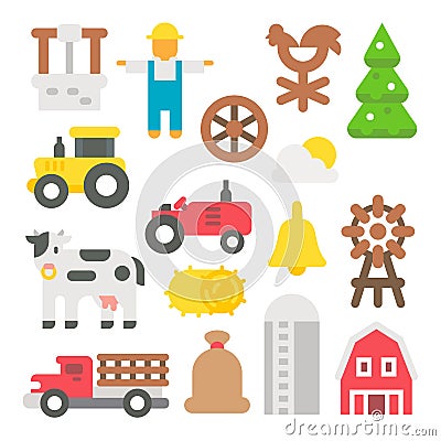 Flat design farm items set Vector Illustration