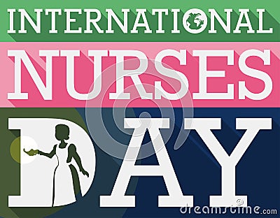 Flat Design with Florence Nightingale Silhouette for International Nurses Day, Vector Illustration Vector Illustration