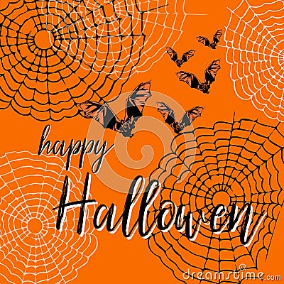 Flat design flying bat. Happy Hallowen. Hallowen party poster design Stock Photo