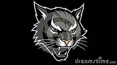 Flat design, head of an angry wild lynx, generative AI. Stock Photo