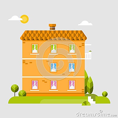 Flat design of house. Vector Illustration