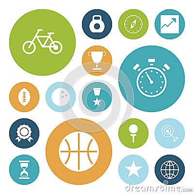 Flat design icons for sport and fitness Vector Illustration