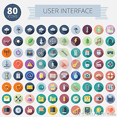 Flat Design Icons For User Interface Vector Illustration