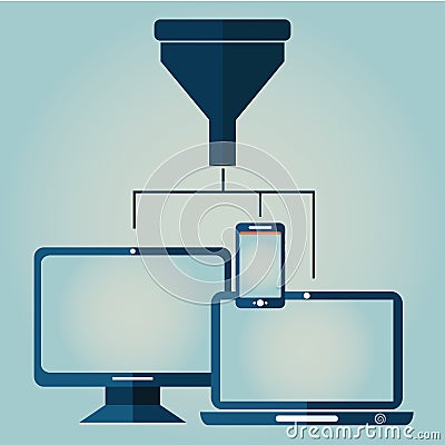 Flat design illustration concepts for creative process, big data filter, data tunnel, analysis concept Vector Illustration