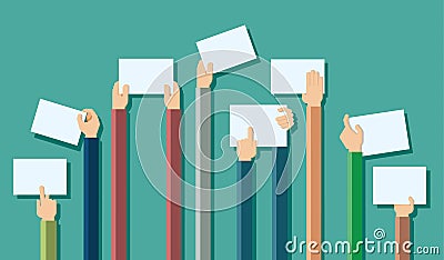 Flat design illustration of hands holding paper with copy space Vector Illustration