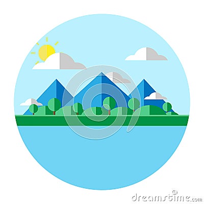 Flat design illustration of a morning view Vector Illustration