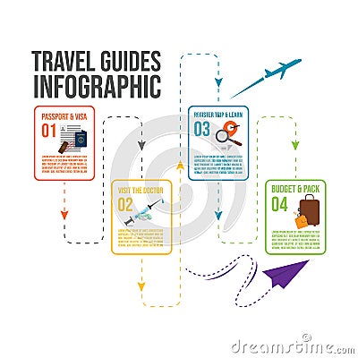 Travel guides infographics vector flat design template Vector Illustration