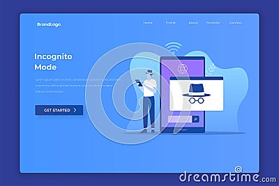 Flat design of incognito browsing concept Vector Illustration