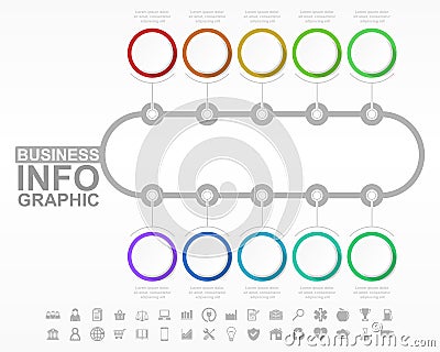 Flat design infographic template with set of icons with empty copy space, business vector diagram, presentation in eps 10 Vector Illustration