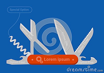 Multifunctional pocket knife Vector Illustration