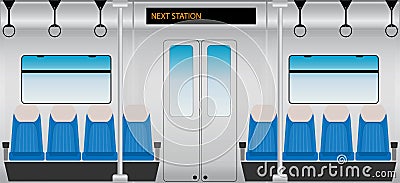 Flat Design of Inside Metro Passenger train Vector Illustration