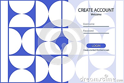 Flat design landing page. Login form user interface vector template. Landing page template Vector Illustration