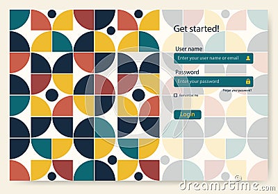 Flat design landing page. Login form user interface vector template. Landing page template Vector Illustration