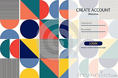 Flat design landing page. Login form user interface vector template. Landing page template Vector Illustration
