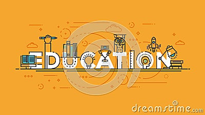 Flat design line concept -Education Vector Illustration