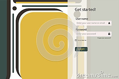 Flat design log in landing page. Login form user interface vector template Vector Illustration