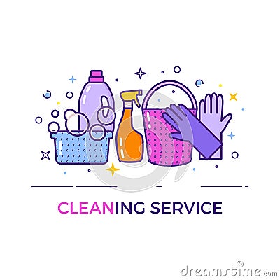 Flat design logo for cleaning service isolated on white. Vector Illustration