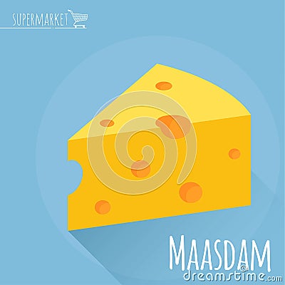 Flat design Maasdam cheese vector icon Vector Illustration