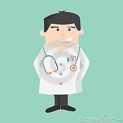Flat Design Male Doctor Stand Vector Illustration