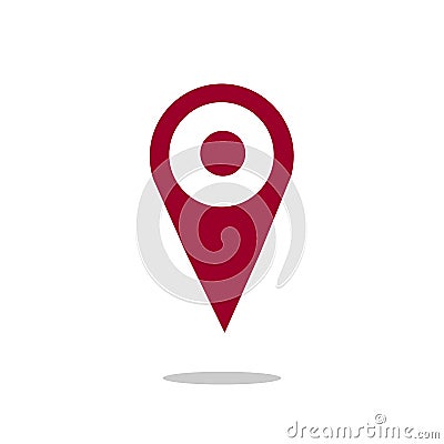 Flat design Map pin red style modern icon, pointer, label, minimal vector symbol, marker sign, stock vector illustration Vector Illustration