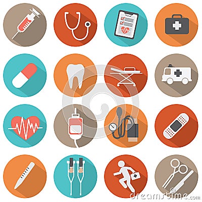 Flat Design Medical icons Vector Illustration