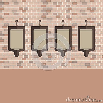 Flat Design Men`s Urinal Row Vector Vector Illustration